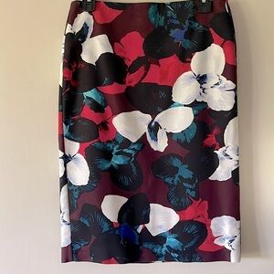 Lord&Taylor Pencil Skirt Floral,Cotton/Elastane,Size 4P